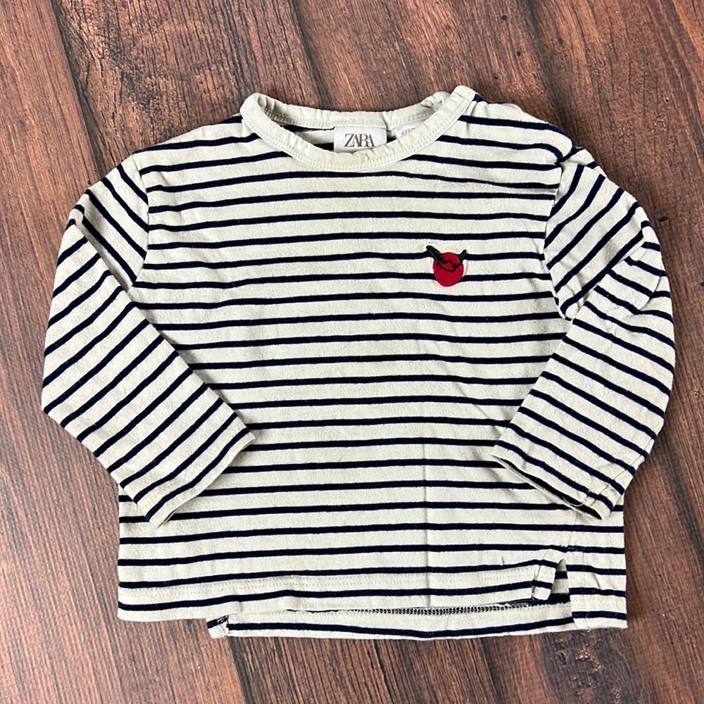Zara navy striped long sleeve shirt 6-9 months